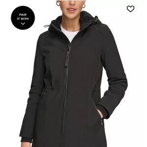 Calvin Klein Women's Black Faux-Fur-Lined Anorak Raincoat